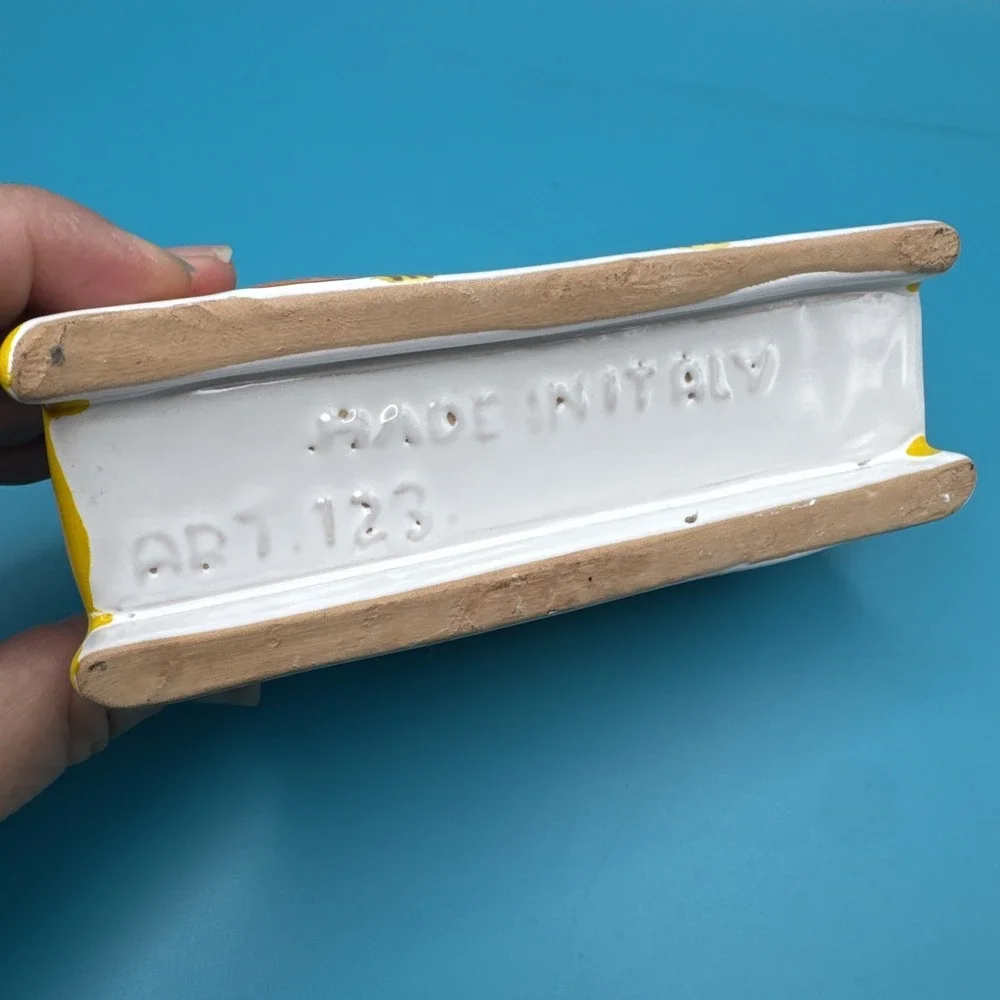 Nino Parrucca Napkin Holder or Letter Holder w Fish Art Pottery Made In Italy‎